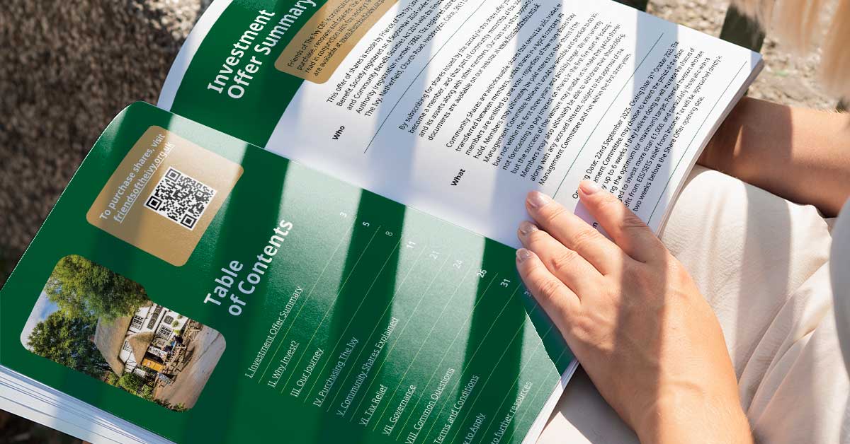 woman reading Friends of The Ivy share prospectus